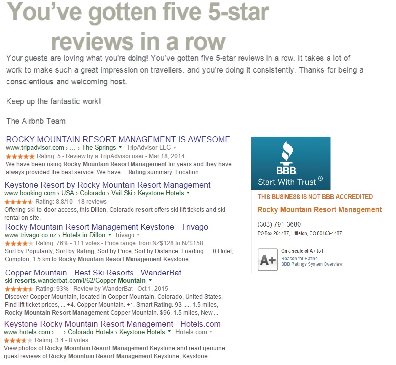 Rocky Mountain Resort Management Reviews